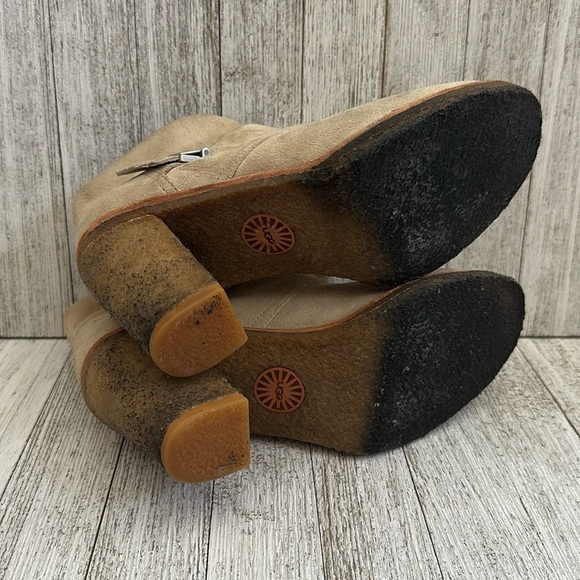 UGG Australia Brienne Beige Suede Ankle Heel Boots - Picture 6 of 10